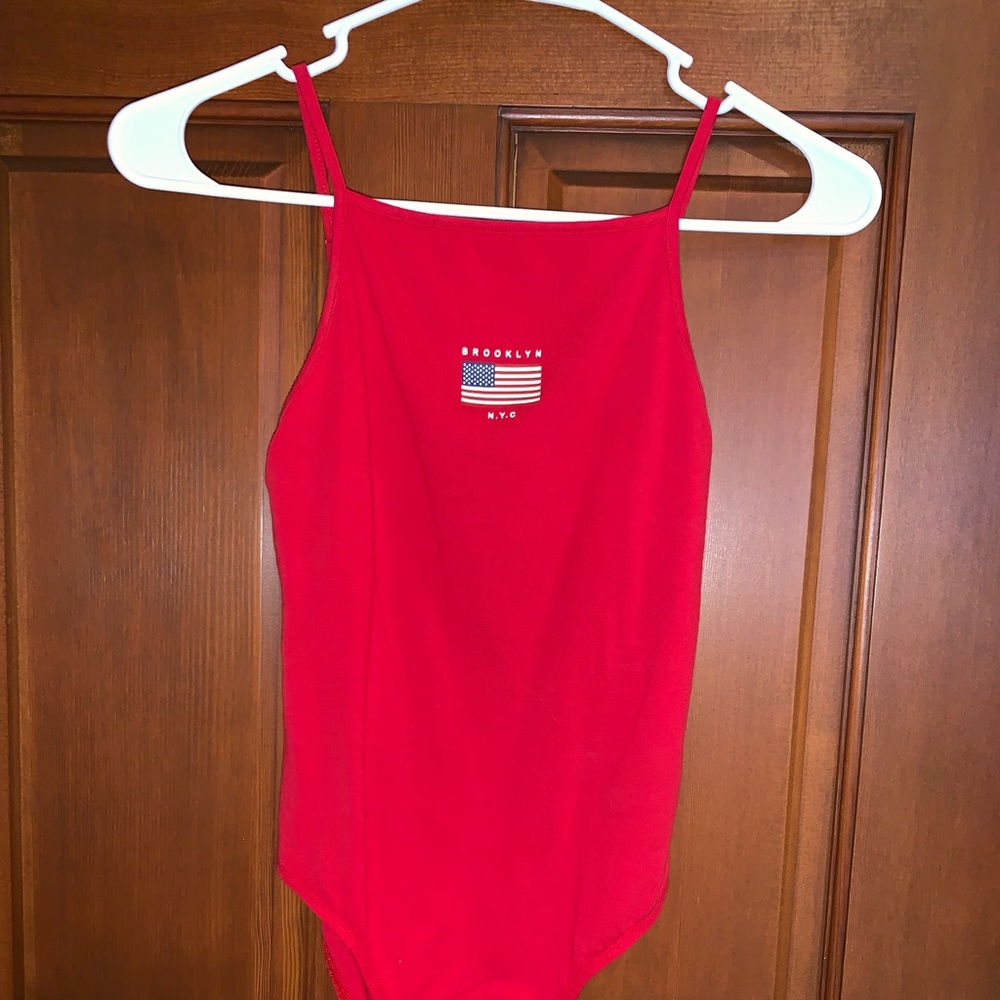 H&M Red USA Flag Bodysuit